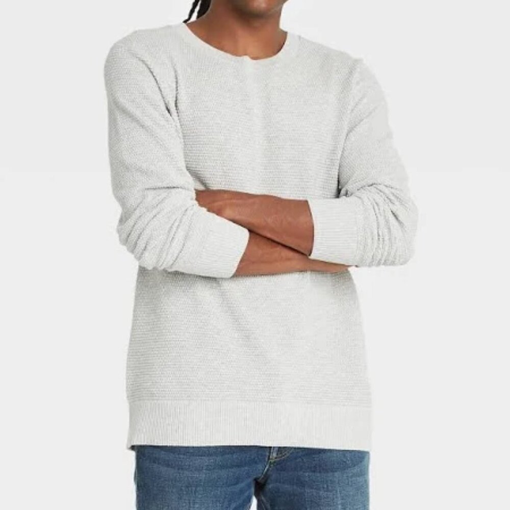 NEW Goodfellow & Co Men's Grey Crew Neck Long Sleeve Knit Sweater Size XXL